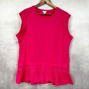 Anthro Tiny Women Sleeveless Top‎ Medium Eyelet Ruffle Coquette Balletcore Y2K
